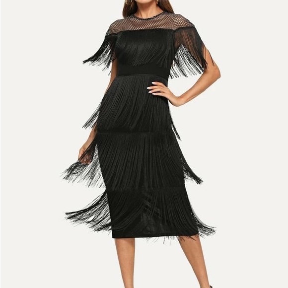 SHEIN long black fringe dress - Picture 3 of 5